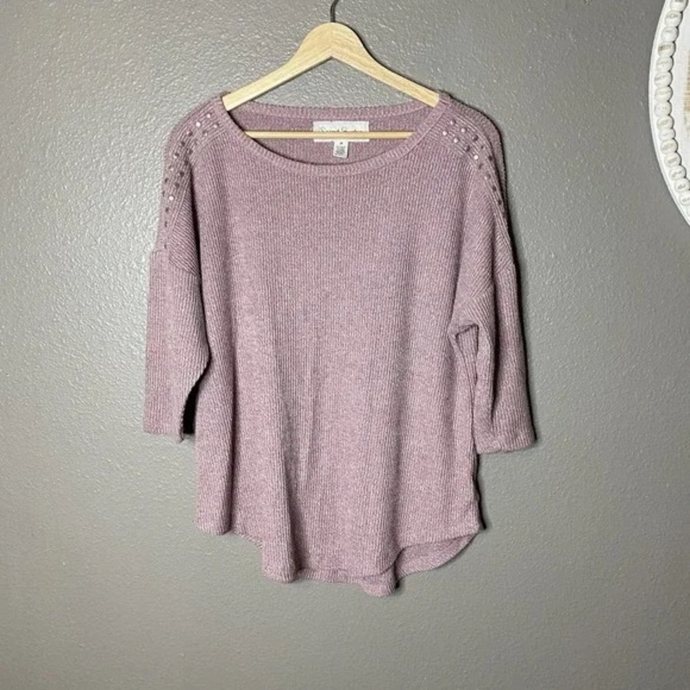 Lavender Knit Sweater with Shoulder Details
